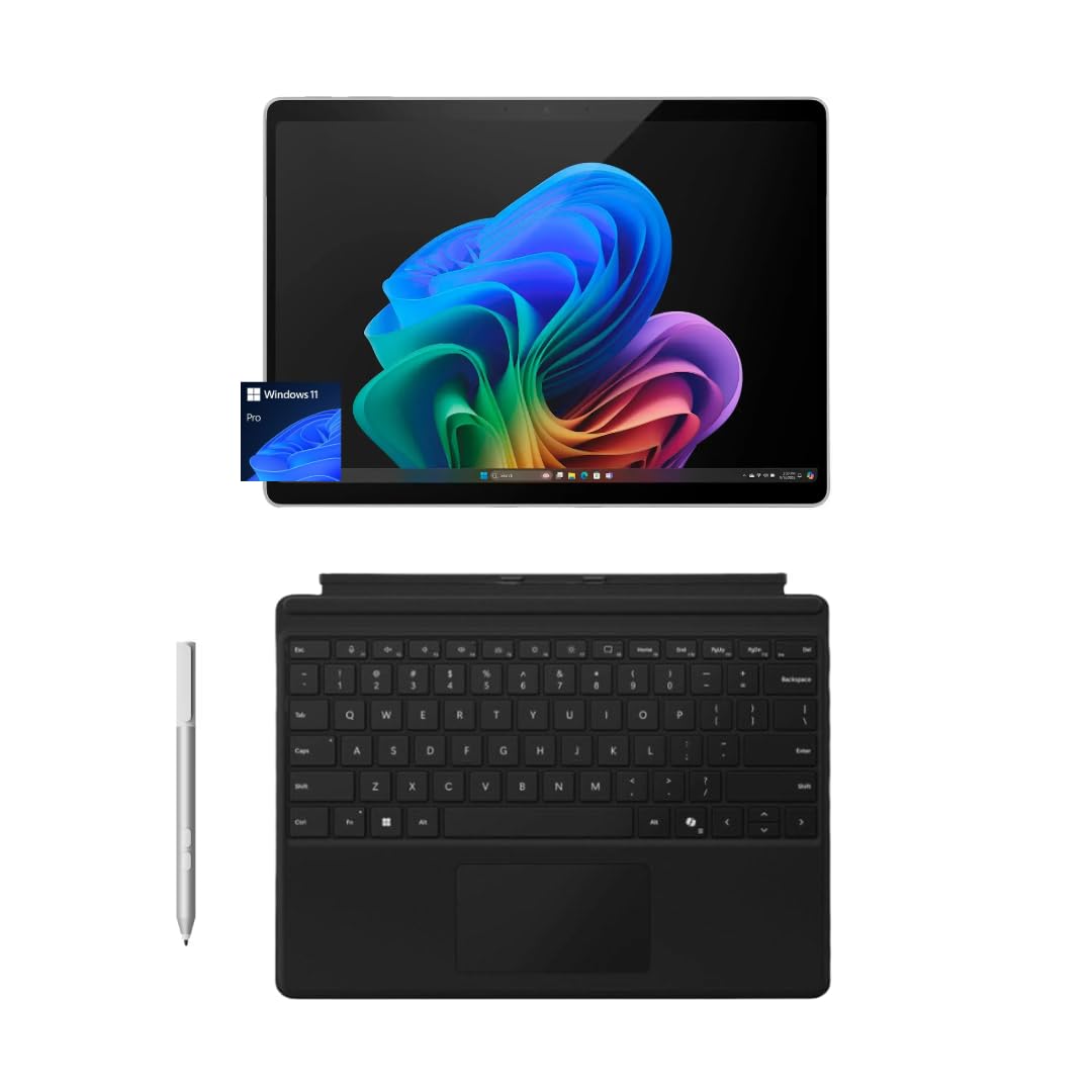 Microsoft Surface Pro 11 Bundle, 2-in-1 Tablet with Pro Keyboard and Surface Pen, Copilot+ PC, 13" Touchscreen OLED, Snapdragon X Elite, 16GB RAM, 1TB SSD, Windows 11 Pro, Platinum