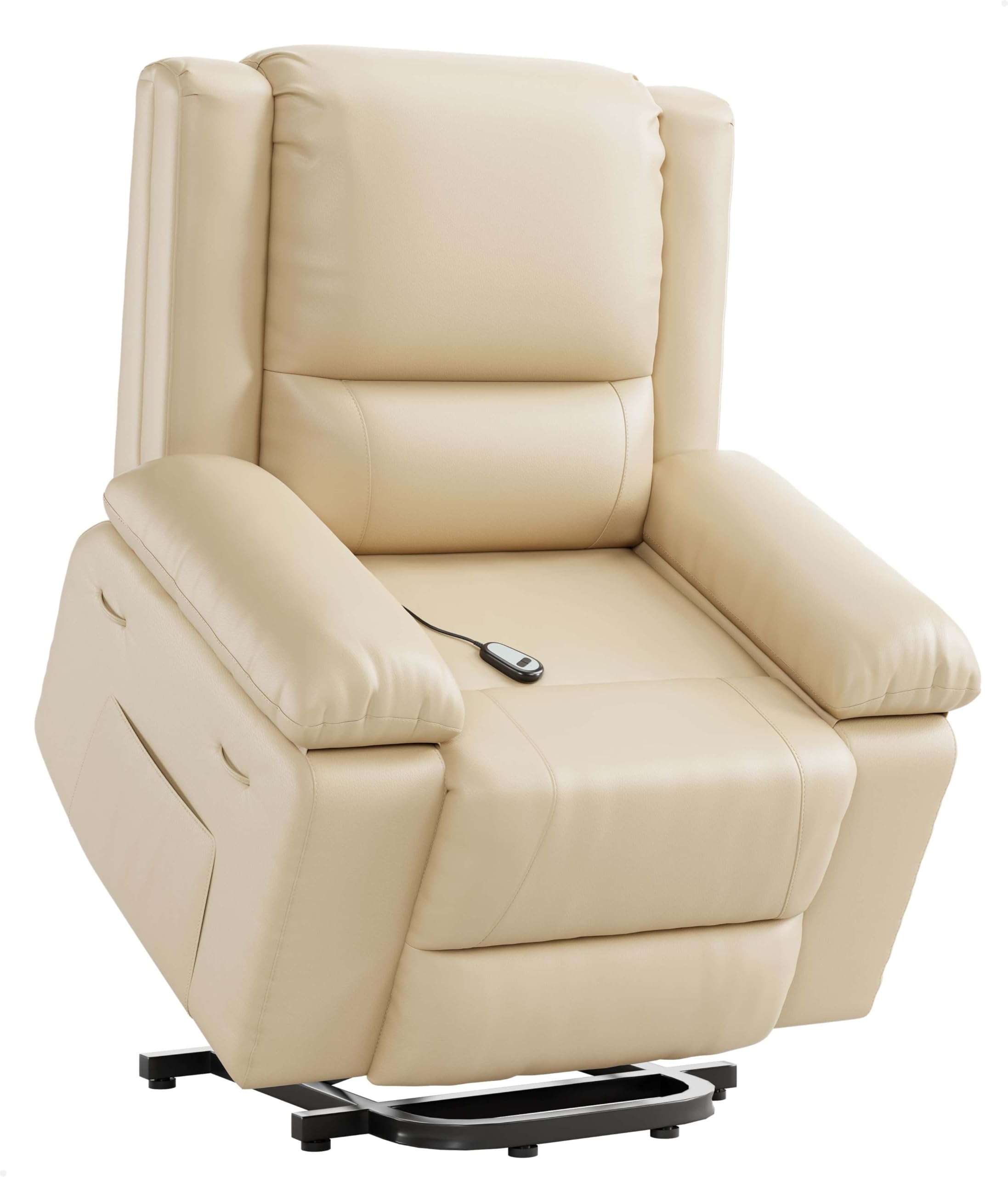 GarveeHome Oversized Wide Power Lift Recliner Chair - Heat and Massage, Adjustable Back and Legs, PU Leather Electric Lift Chair Designed for The Elderly and People with Mobility impaired